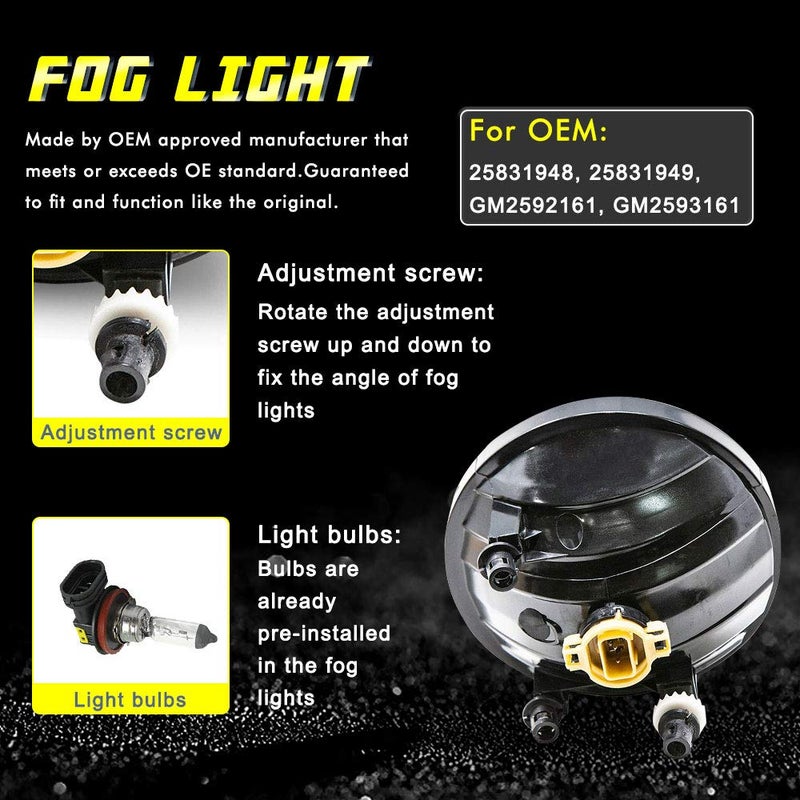 TOPSCOPE Fog Lights Replacemnt for 2007-2013 GMC Sierra 1500 2007-2014 GMC Sierra 2500 3500HD Fog Lamps with Smoke Lens H8 12V 35W Halogen Bulbs Universal Switch and Wiring Kit 25831948, GM2593161 - Image 5